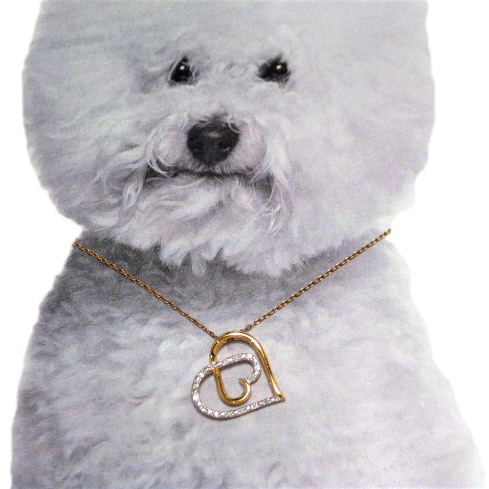 Diamond Heart Necklace Sterling Silver Gold Plated